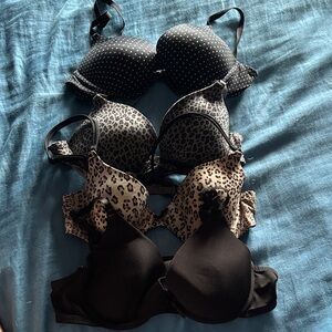 Stylish Women's Bra Set - Black, Leopard, Polka Dot